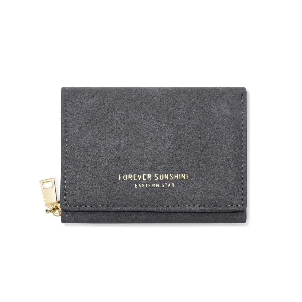 PU Leather Tri-fold Wallet for Women Zipper Closure Solid Color Coin Purse Large Capacity Velvet Credit ID Card Holder Office