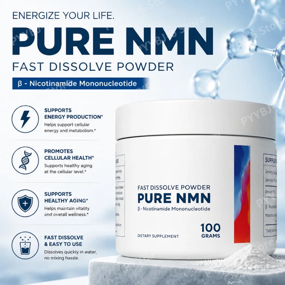 NMN in Polvere 100g, Nicotinamide Mononucleotide 500mg per Porzione, Dissoluzione Rapida, Alta Purezza, Compatibile con Diete Vegane, Integratore per il Benessere Quotidiano