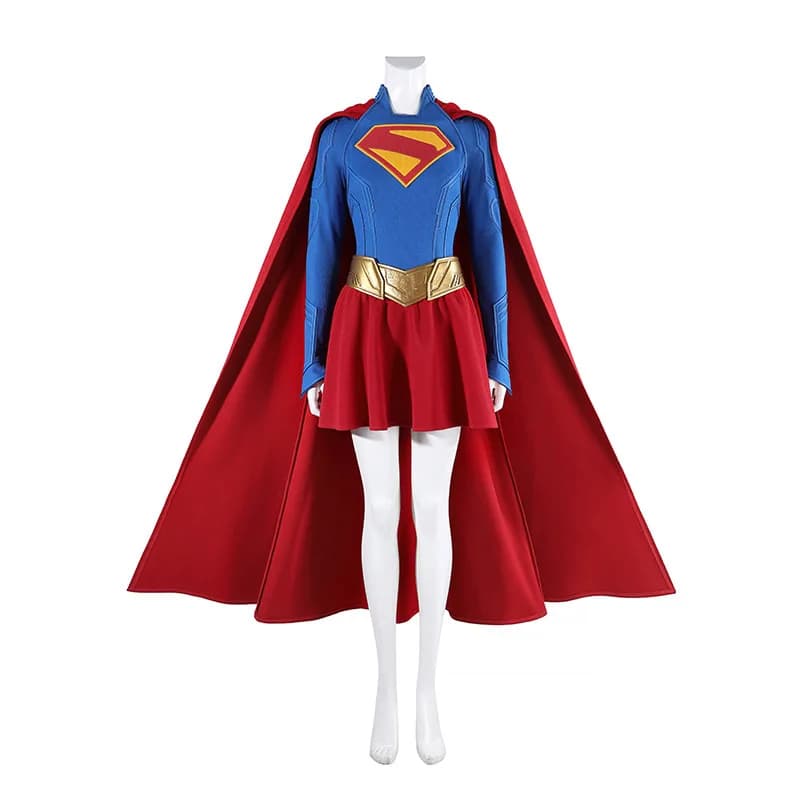 Supergirl Cosplay Costumes with Cloak Superhero Anime Character Halloween Party Performance Clothes for Adults
