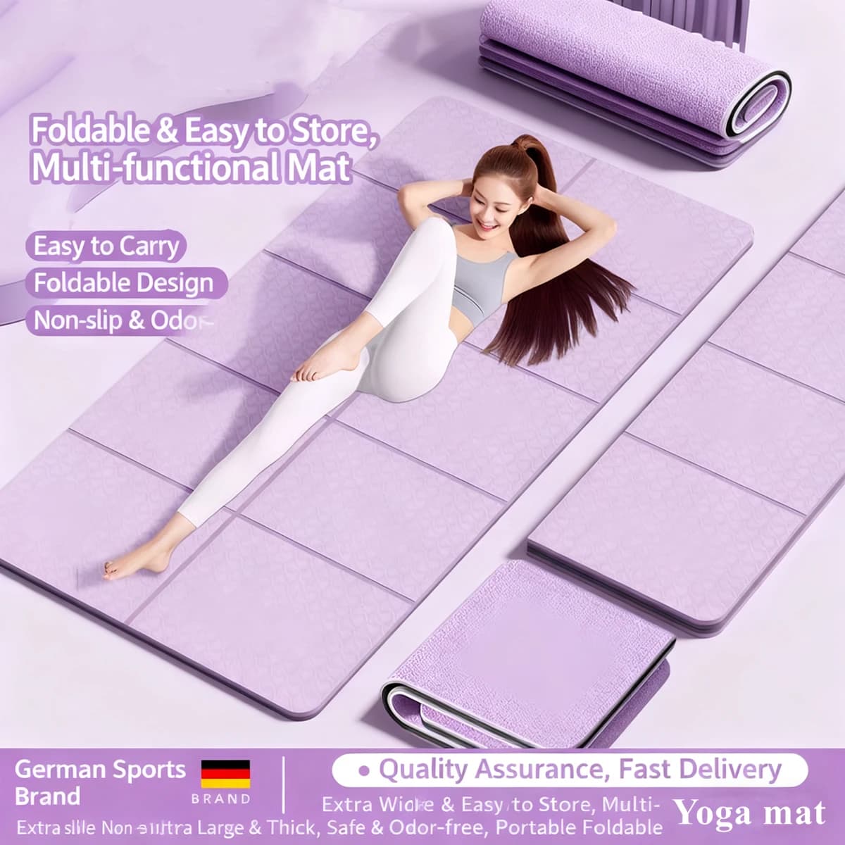Foldable yoga mat 6mm/8mm thick 80/60cm wide Exercise Fitness Racing for Home Jumping for Adults and Children Outdoor Midday Rest Mat