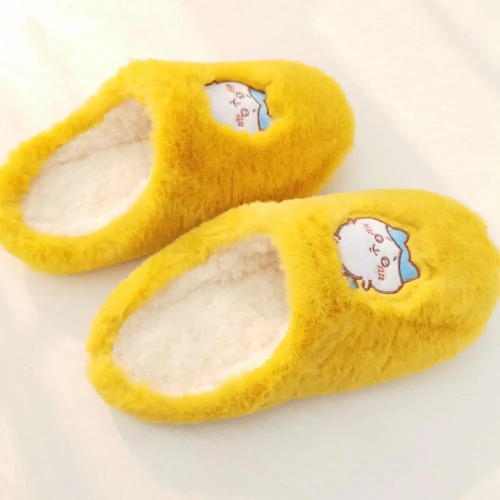 Cartoon Home Plush Slippers Chiikawa Kawaii Hachiware Usagi Girls Winter Soft Indoor Shoes Anime Anti-Slip Cotton Slippers