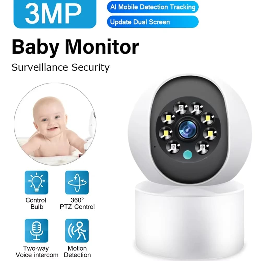 Telecamera IP Wifi Baby Monitor Telecamera di videosorveglianza 1080p Mini telecamera di sicurezza CCTV interna Us Eu Plug Ai Tracking 3mp