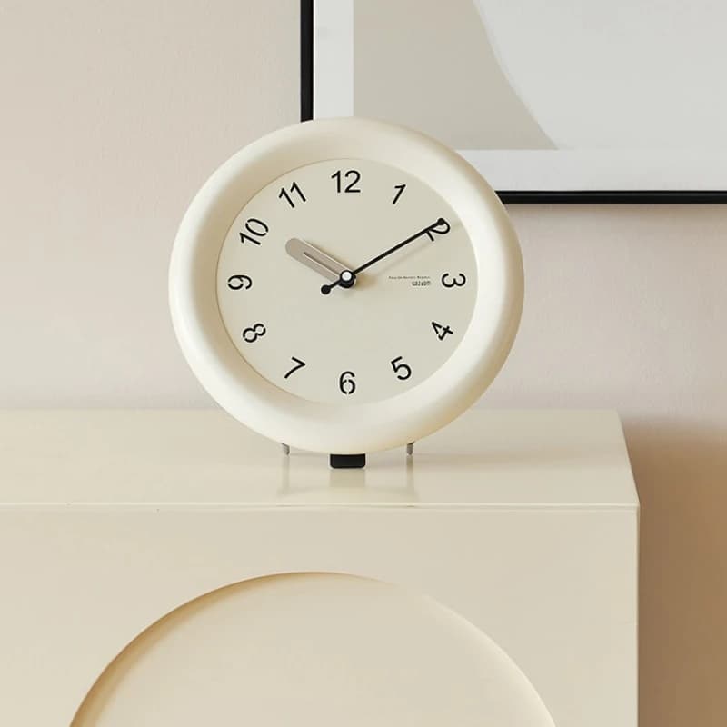 Orologio in Legno Stile Crema, da Parete e da Tavolo, Decorazione Moderna per Soggiorno, Corridoio, Mobile TV, Ornamento di Lusso per Scrivania