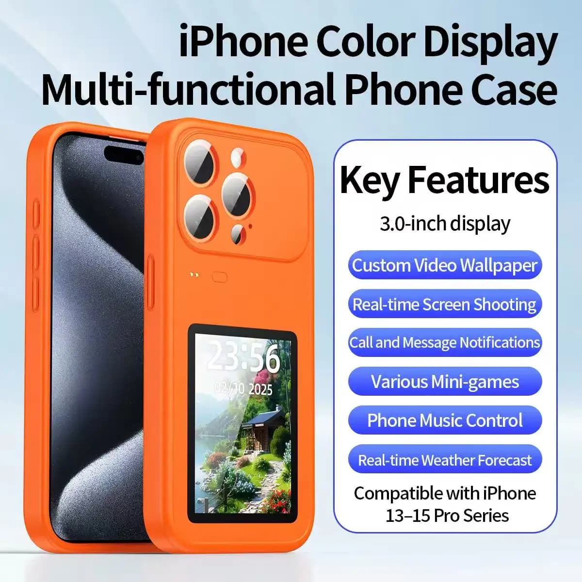 Custodia per cellulare AI multifunzione NFC, compatibile con iPhone 17 Pro Max, 16, 15, 14, 13, con display fai-da-te a inchiostro di lusso