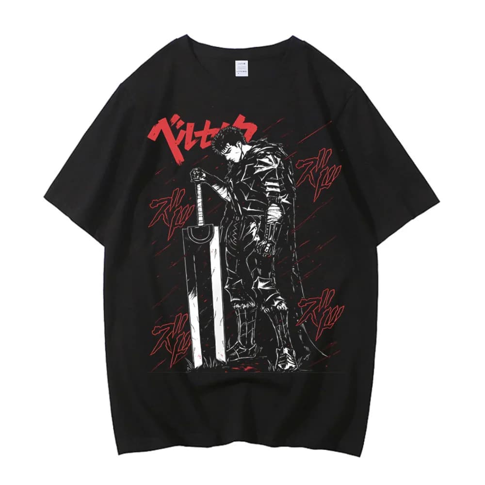 Berserk Guts cotton top tees men Y2k Colorful kawaii Comfortable Classic Grunge t shirt Breathable Digital Grunge Pop Culture