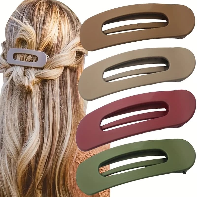 4-Piece Set Of New Elegant Matte Solid Color Large Shark Clip Women'S Fashionable Hair Hairpin Headwear