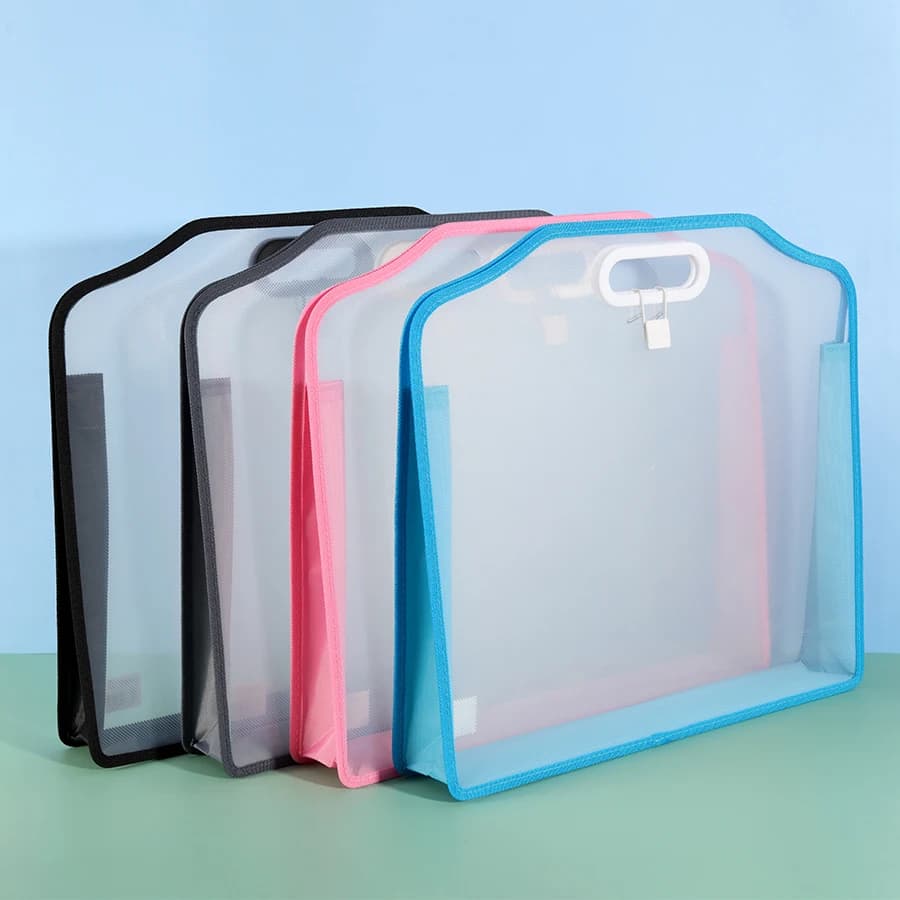 Borsa per documenti trasparente 3D addensata A3, borsa per portafoglio, borsa per libri portatile, borsa per documenti da ufficio, cartella a doppio strato