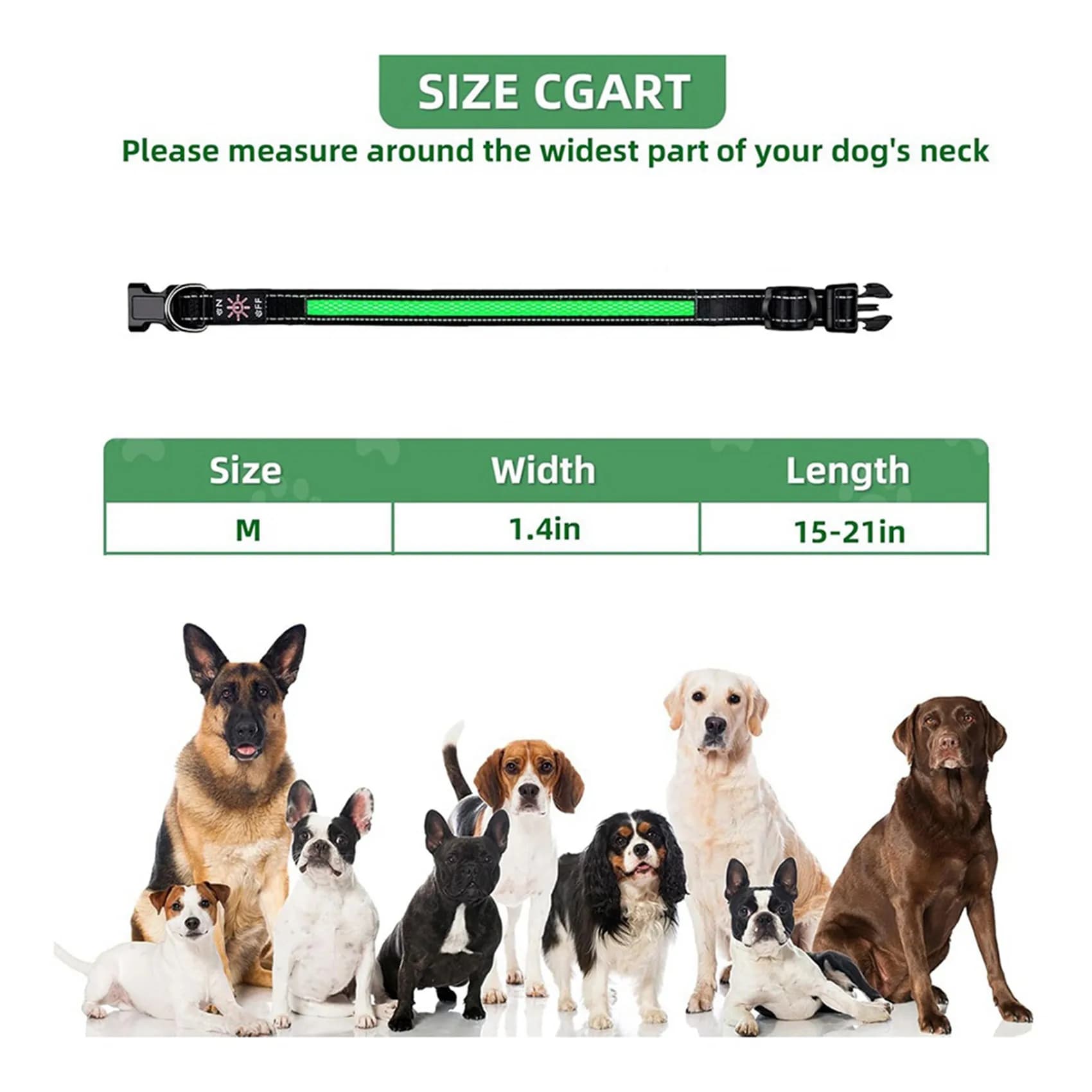 ABBP-2X LED Light Up Dog Collar Rechargeable Waterproof Safety Collars For Dogs During Night Walking Pet Flashing Gear