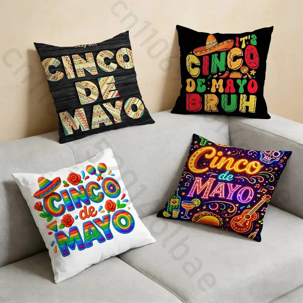 cinco de mayo Pillow Case Anti-dustmite Pillowcase Invisible zipper silky short plush Sofa cushion cover