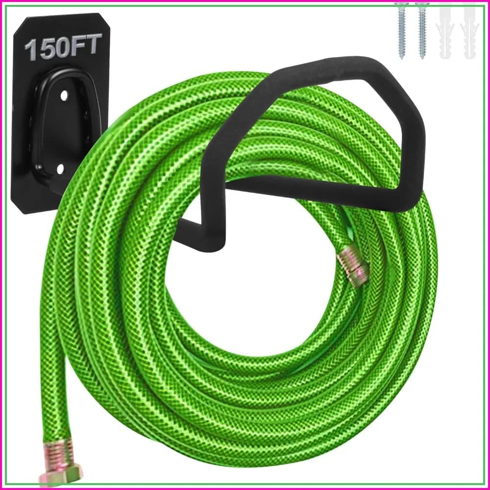 Heavy Duty Garden Hose Holder Wall Mount - Metal Water Hose Hanger for Outside, Sturdy Hose Reel Hooks