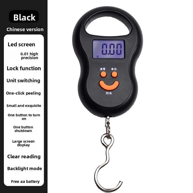 Bilancia Digitale Portatile 50Kg/10g con Display LCD Retroilluminato per Pesca e Bagagli