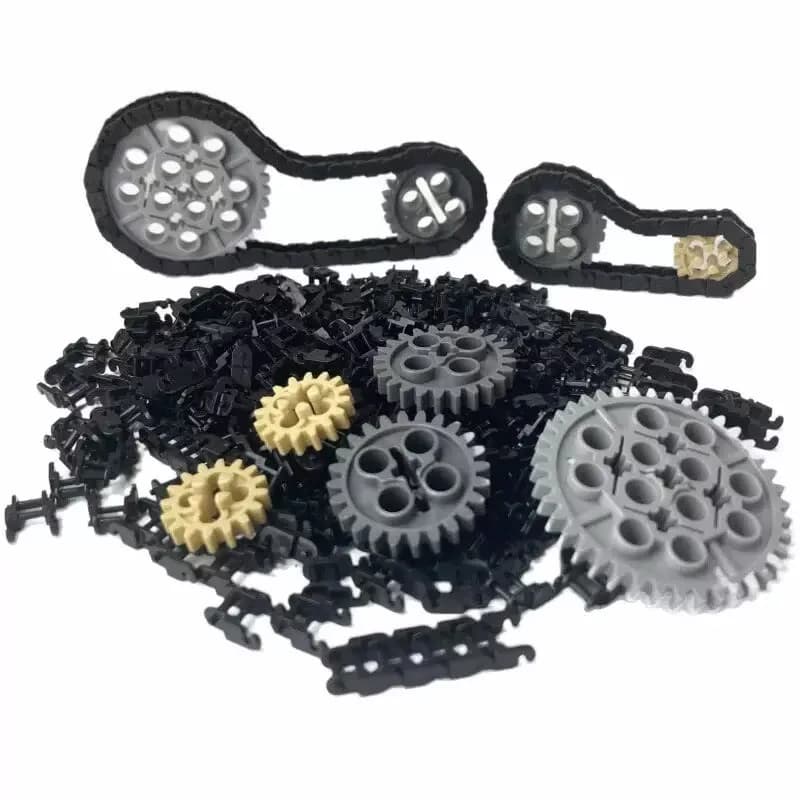 Set di 5 ingranaggi a catena stile MOC, ricambi tecnologici, ingranaggi meccanici, giocattolo da costruzione, 3711 piccola catena per cingolato e nastro trasportatore