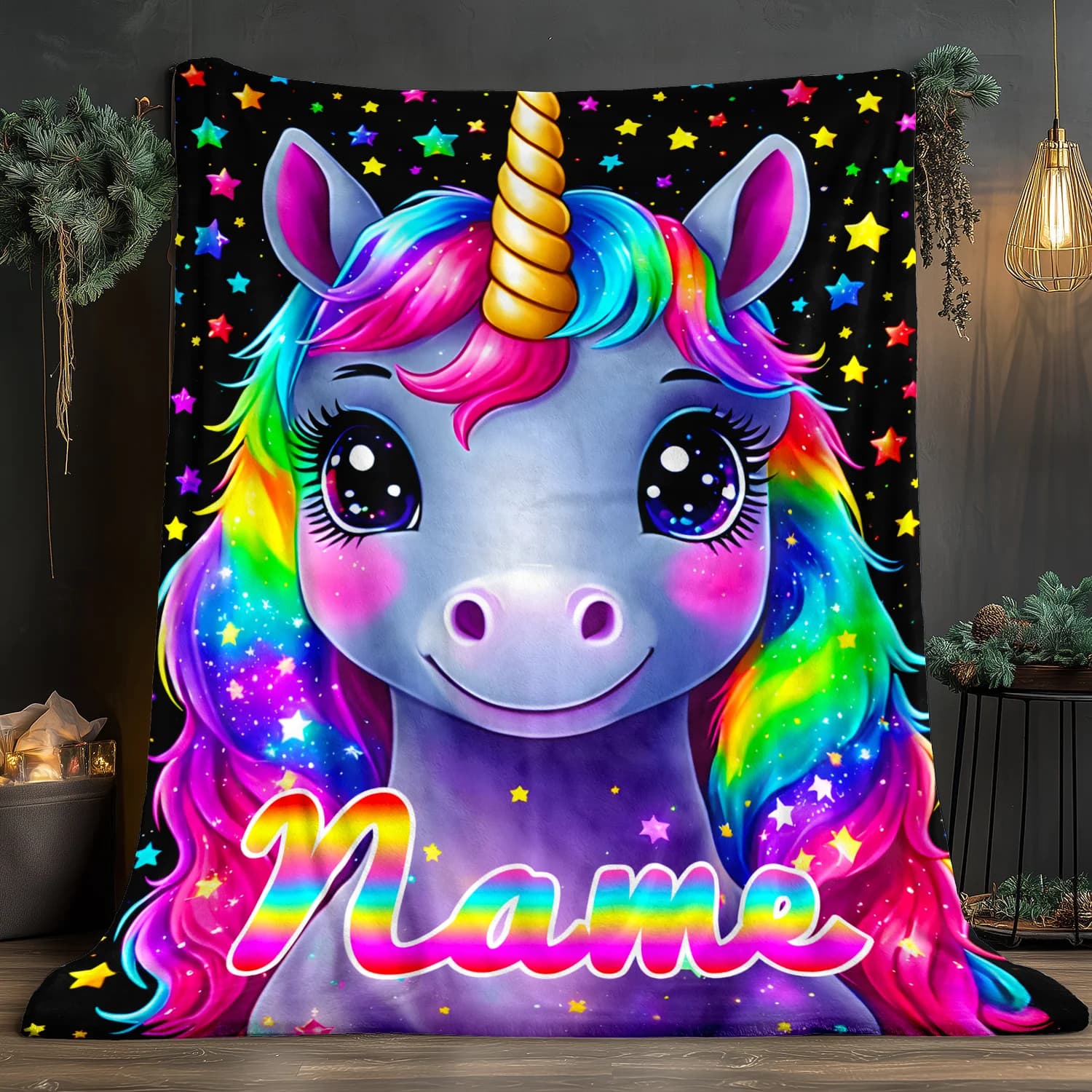 Customized animal family flannel blanket, soft and warm, personalized with your name, perfect for sofa beds, office camping