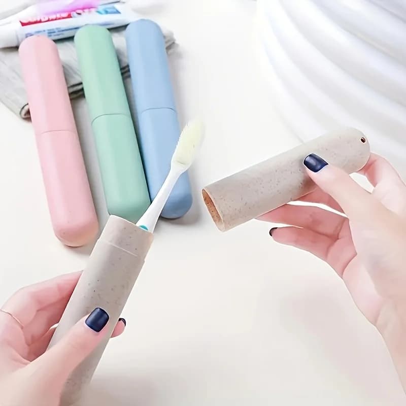 3pcs Travel Toothbrush Holder,Casual Style Plastic Toothbrush Case with Ventilation Holes,Stain Resistant,For Travel & Home Use