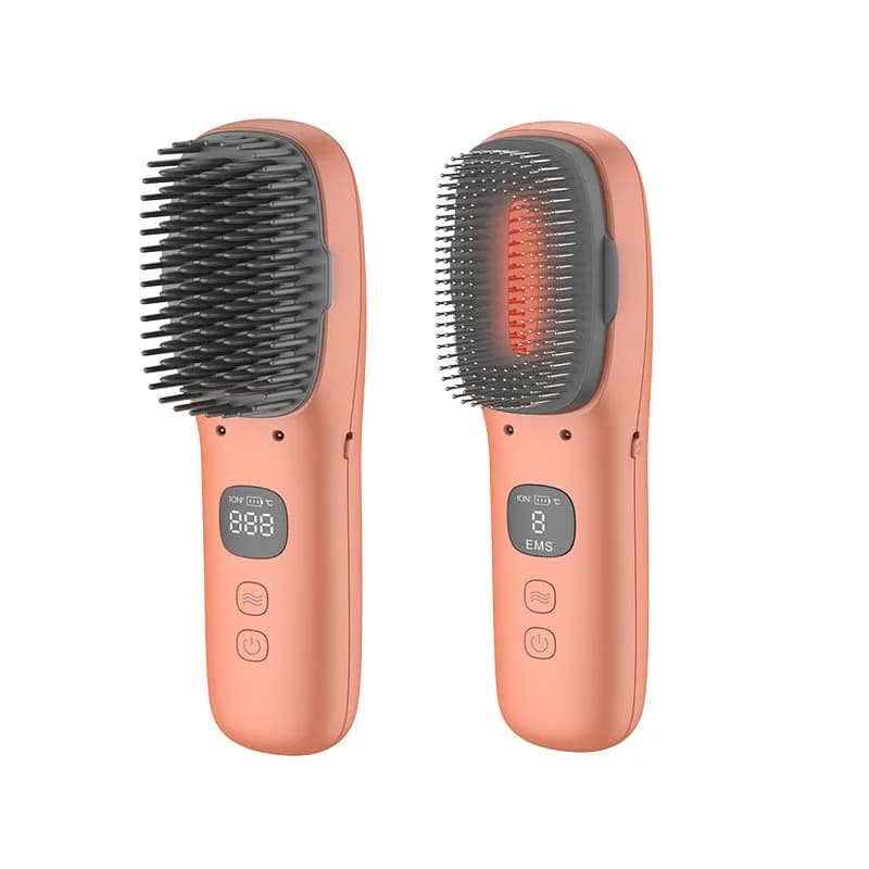 Spazzola Lisciante Portatile per Capelli da Donna con Display LED, Piastra PTC, Alimentazione USB a Batteria per Uso Domestico e Alberghiero