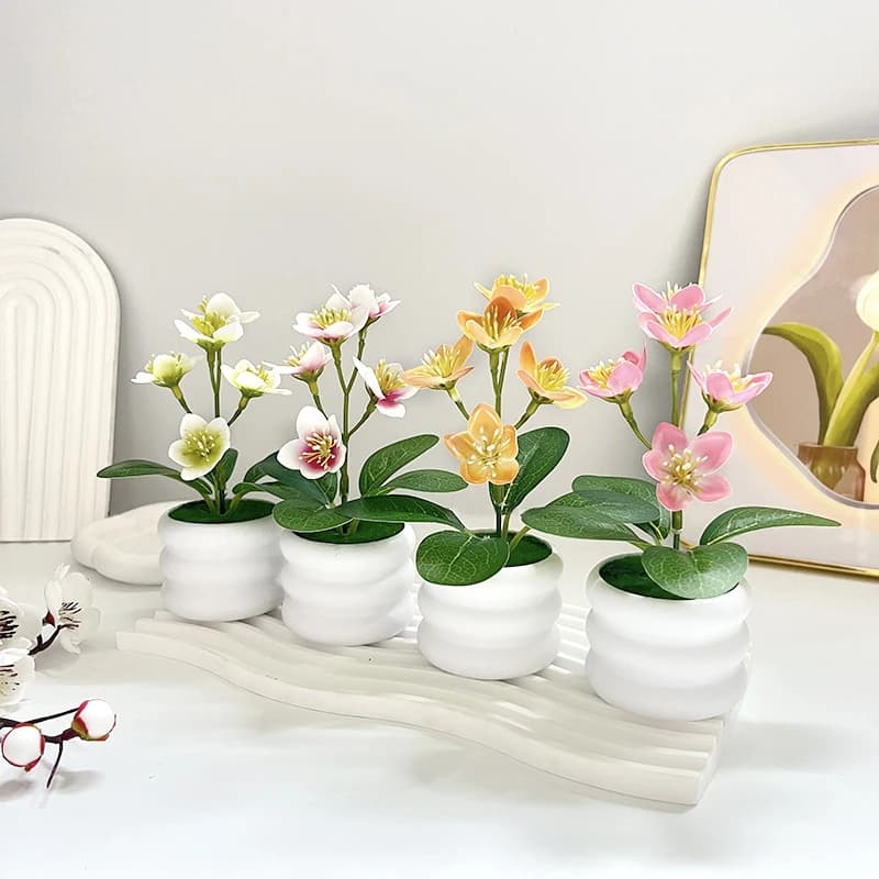 5 flowers mini potted home, courtyard, outdoor simulation, potted plant, living room, desktop decoration