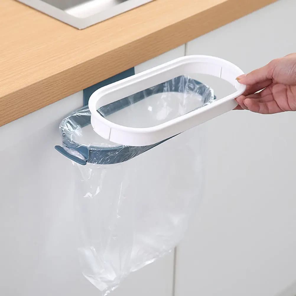 2Pcs Space Saving Hanging Bin Bag Rack Kitchen Bathroom Garbage Bag Holder Fits Any Type Plastic Grocery Recycled Bags Easy