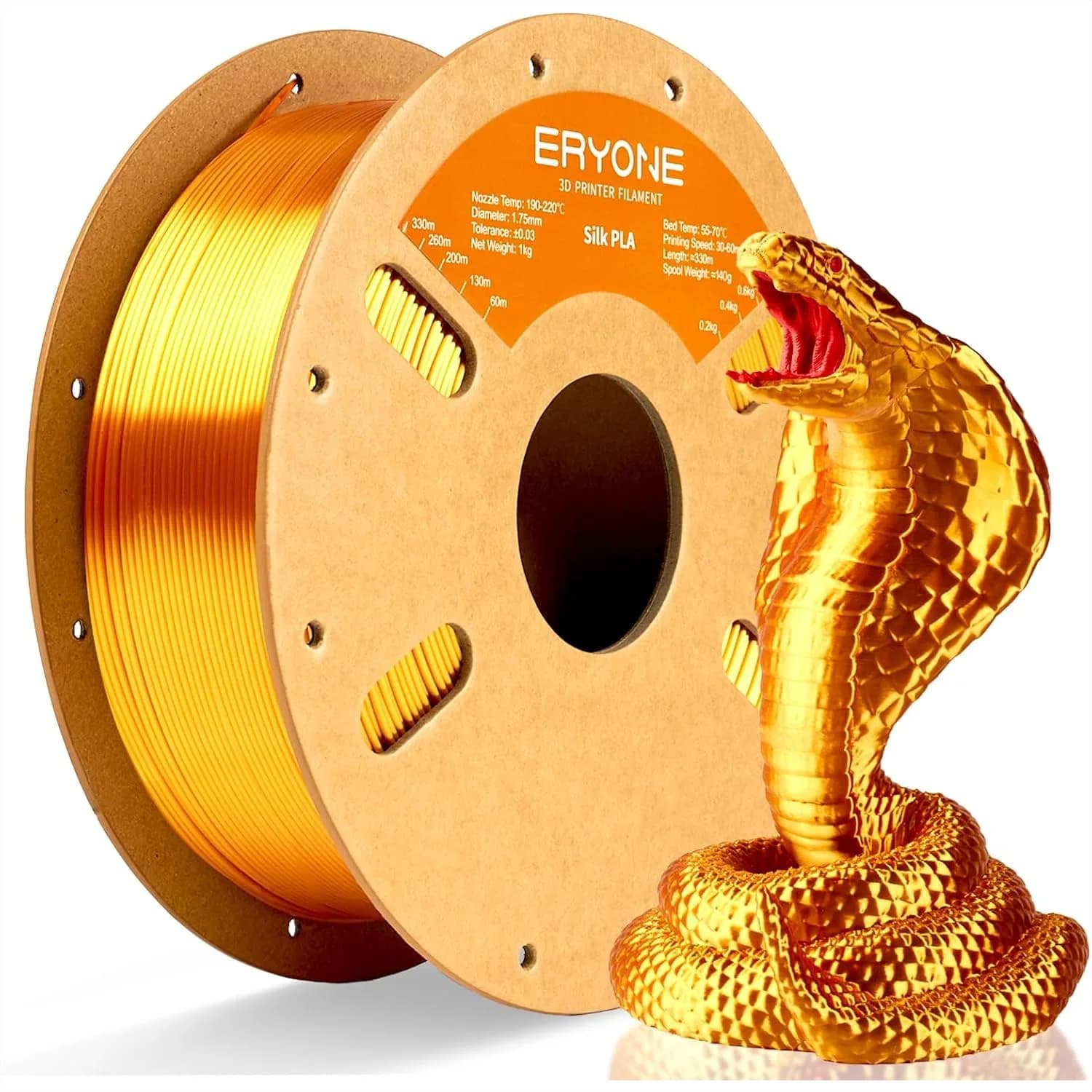 Filamento PLA Seta 1.75mm per Stampante 3D, Finitura Metallica Lucida, Bobina da 1kg, Bassa Deformazione, Facile da Stampare