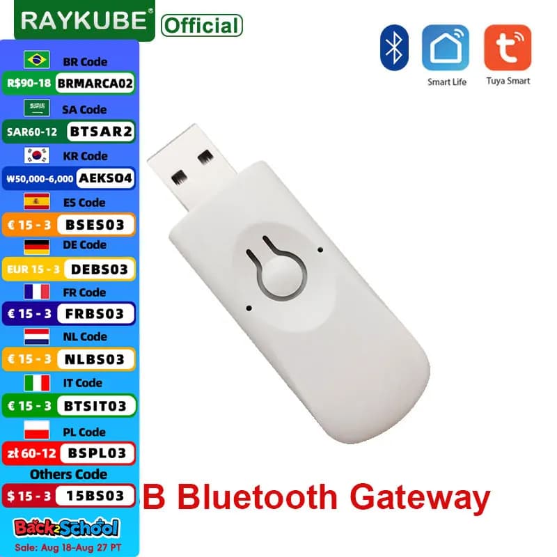 Gateway Bluetooth USB RAYKUBE B4 for APP Tuya Smart Door Lock Hub Wifi Bluetooth Smart Wireless Adapter