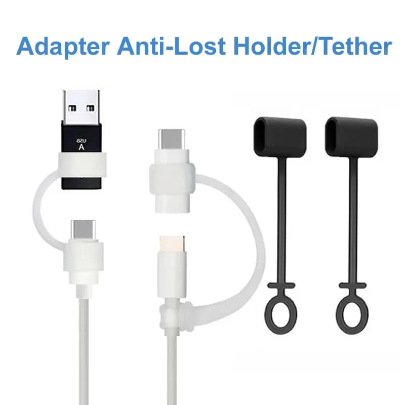 4pcs Silicone Anti Lost Cover Protections Sleeve Cable Converter Holder Strap Tether for Various Charging Adapters