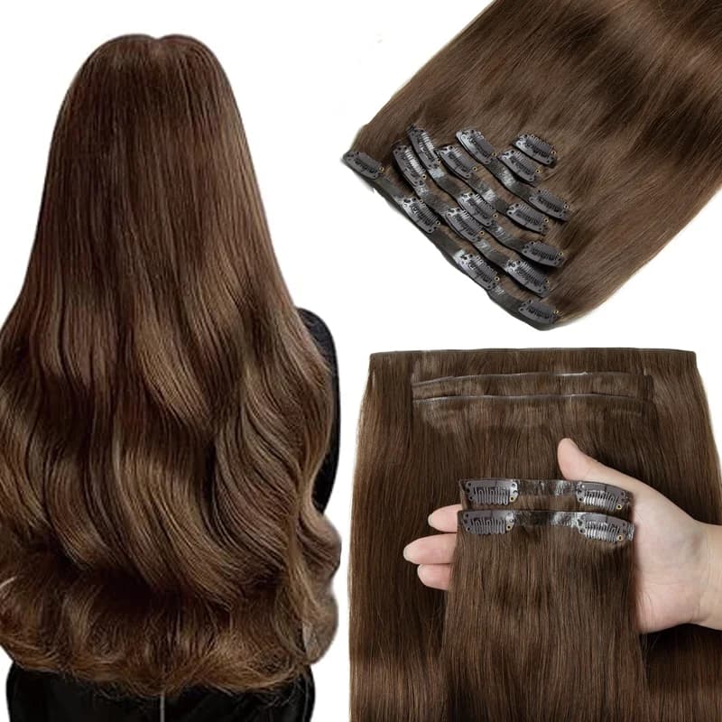 CLIP invisibili per capelli IN poliuretano nelle estensioni ha iniettato un nastro adesivo IN poliuretano 7pc /SET da 12-24 pollici 100G 120G CLIP su un uso comodo per i capelli