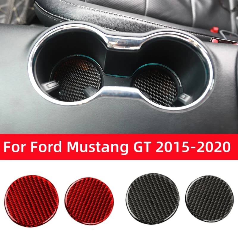 Auto Accessories for Ford Mustang GT 2015-2021, Decorative Carbon Fiber Cover for Glass Holders, Decorative Sticker