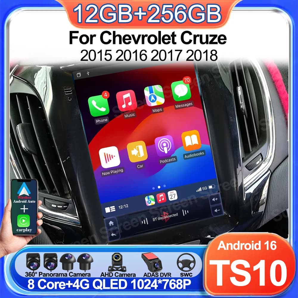 Autoradio Android 9.7\" per Chevrolet Cruze 2015-2018, con Carplay, GPS, Navigazione, Lettore Multimediale Video, Unità di Testa 2din