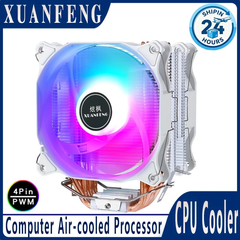 XUANFENG Ventola di Raffreddamento CPU da 120mm con Radiatore e 4/6 Heat Pipe, Compatibile con LGA115x 2011 x99 E5 1200 1700 1851 i5 i7 AM4 AM5 2066