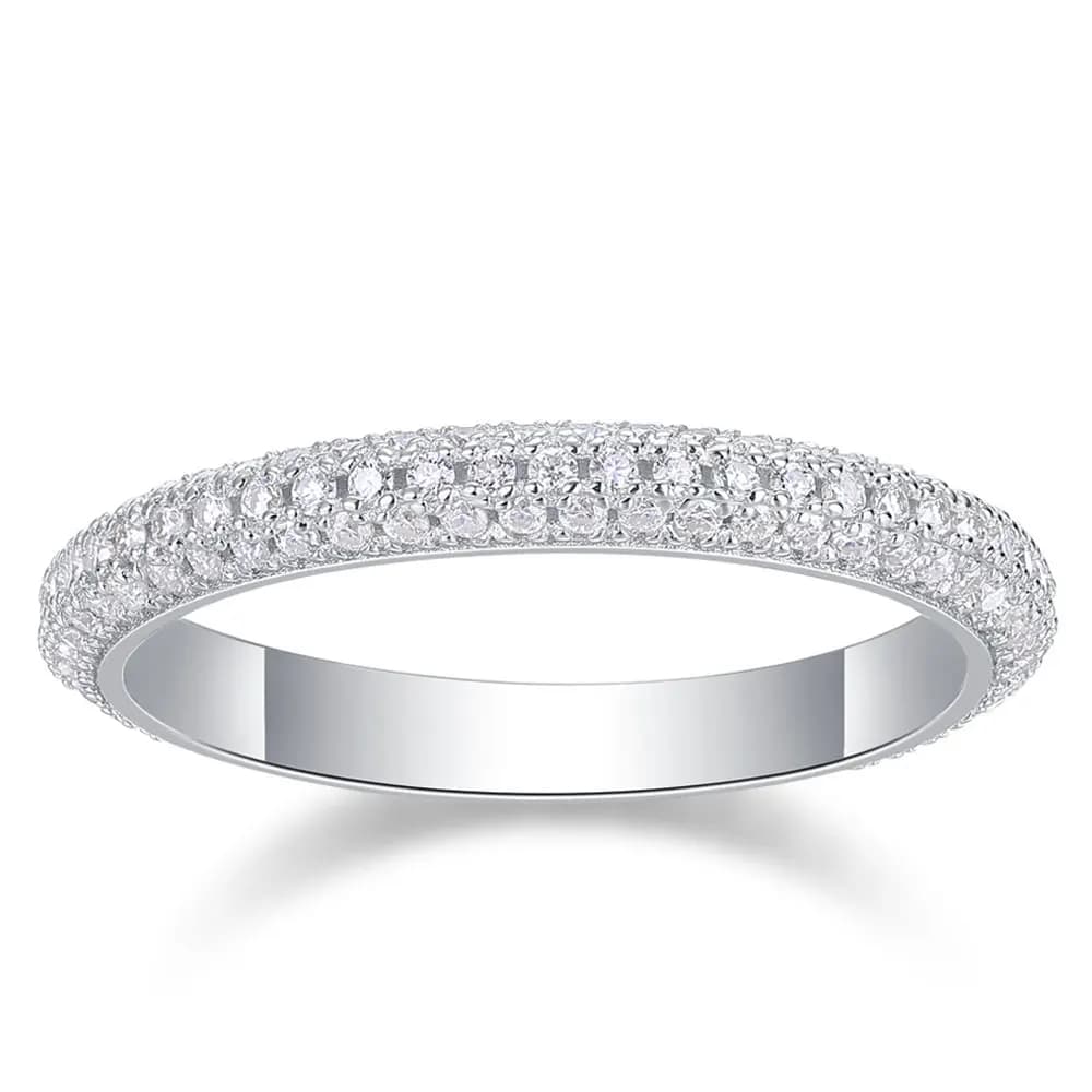 D Color VVS1 Full Inlaid Moissanite Engagement Band Ring GRA Certified Pass Diamond Tester 18K White Gold Plated S925 Sterling Silver Stackable Couple Fine Jewelry Gift For Men Women Wedding Party