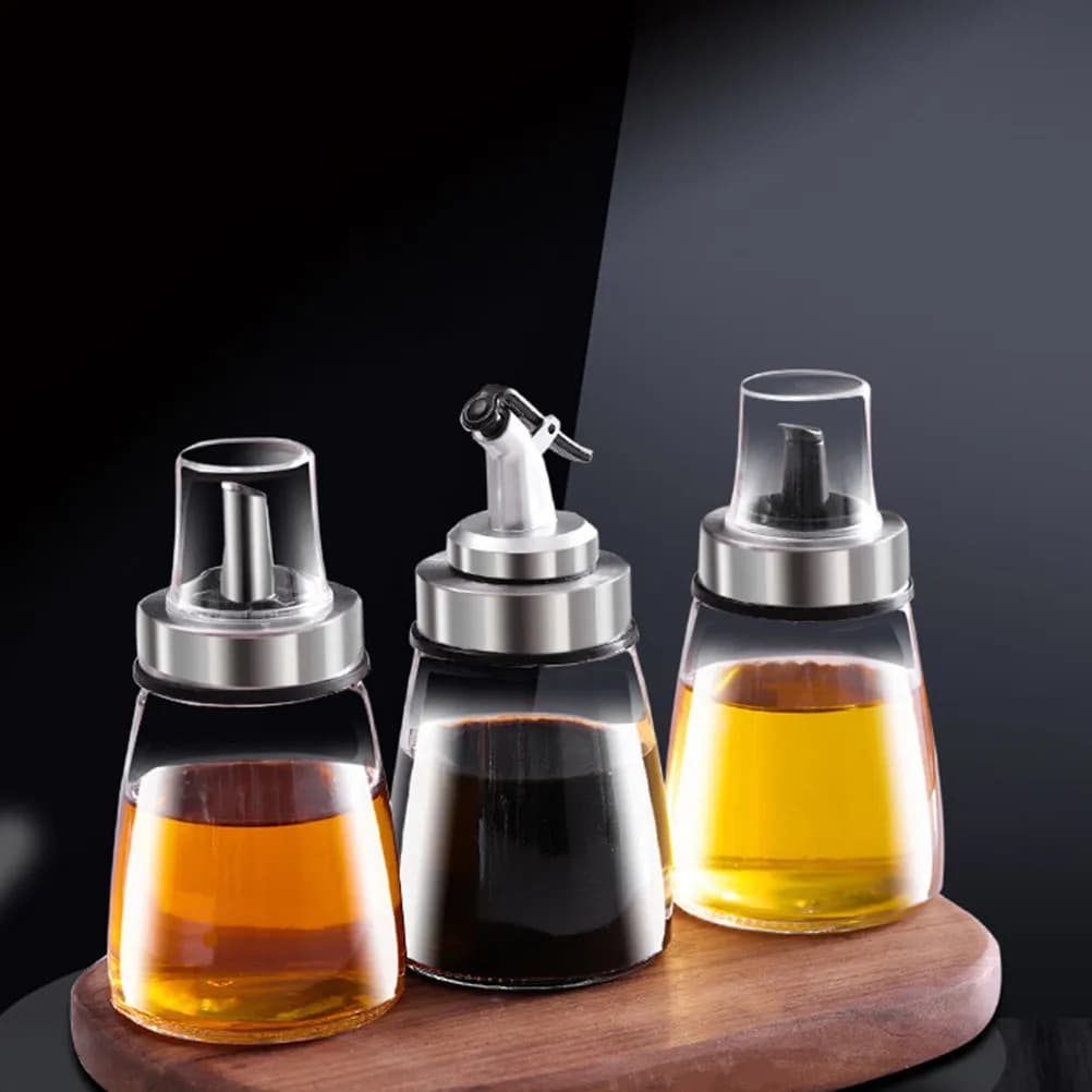 Set di 3 Eleganti Dispenser per Olio in Vetro Trasparente, Bottiglie per Condimenti per Olio, Salsa di Soia, Aceto, Vino, per Casa, Bar, Ristorante, Cucina