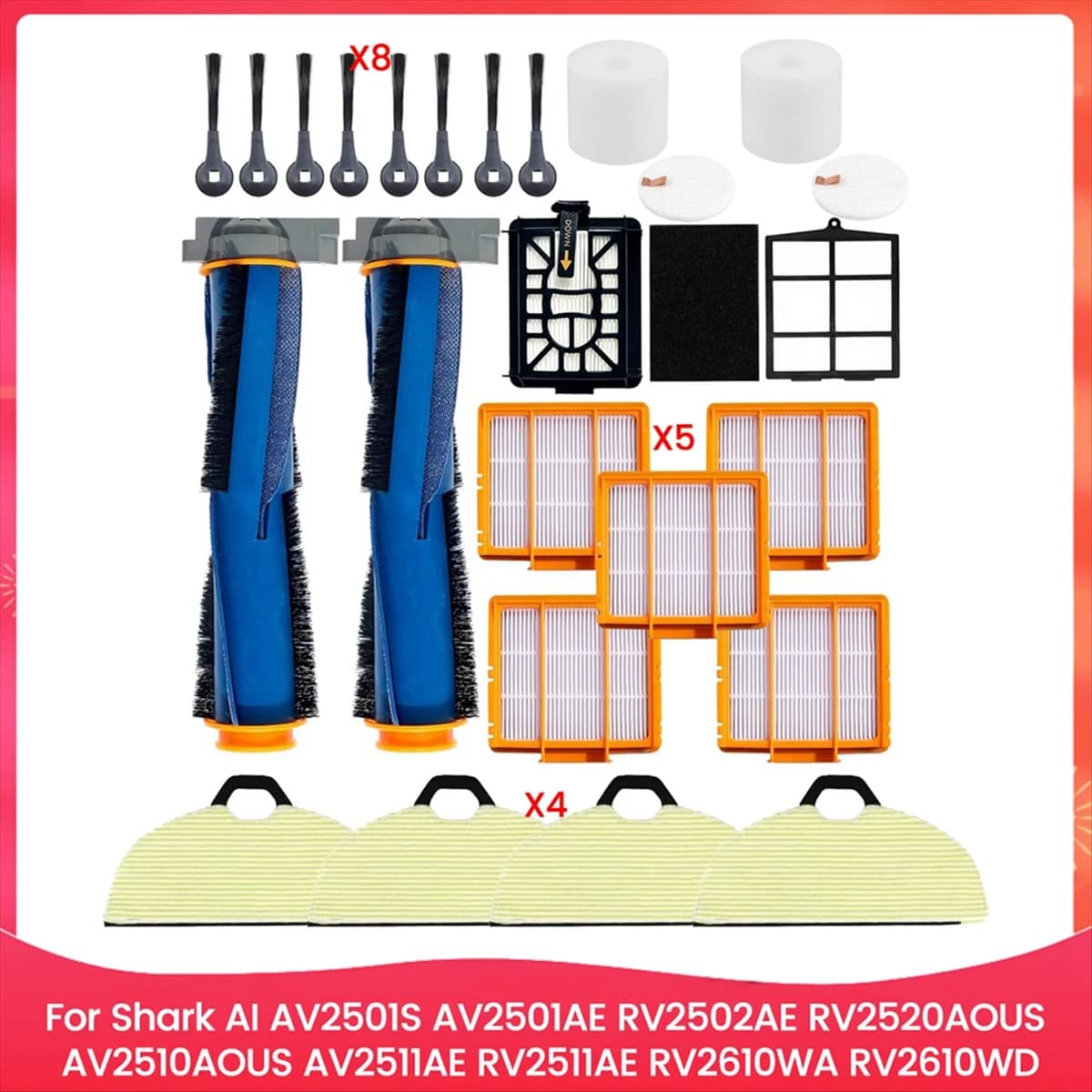 2025 Trendy Main Brush Shock Filters for AI AV2501S AV2501AE RV2502AE AV2510AOUS AV2511AE RV2610WA Parts for Vaccum Cleaner