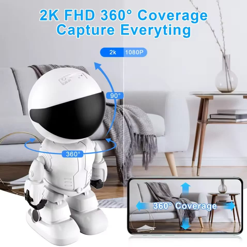 Robot Camer Wifi 5MP Telecamera di sicurezza domestica per interni Scheda Cd Visione notturna Audio bidirezionale Monitoraggio automatico Baby Monito per interni