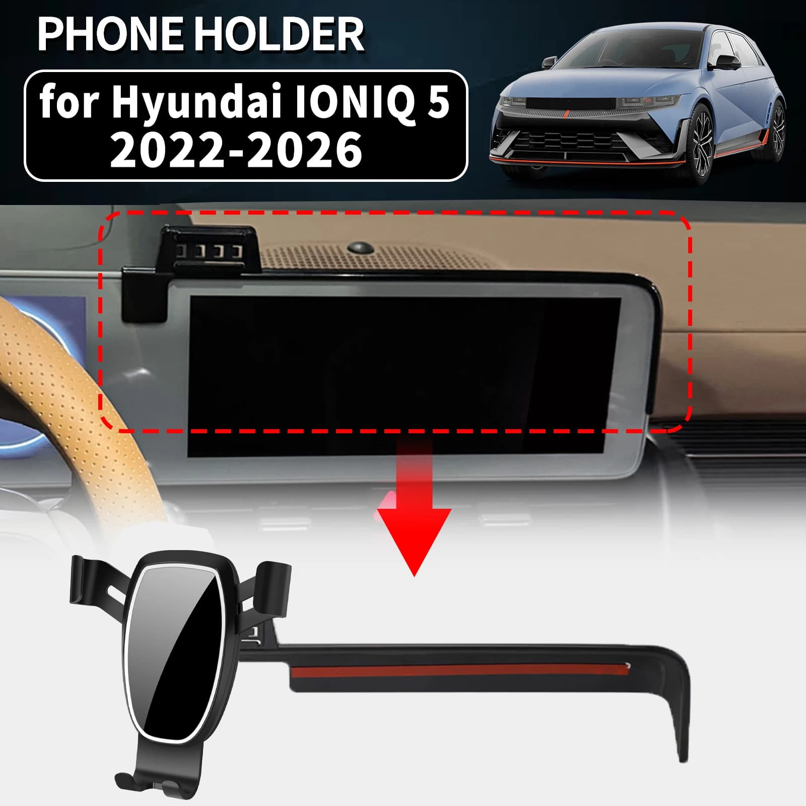Per Hyundai IONIQ 5 2022 2023-2026 N-line ​ ​ Supporto per telefono specifico per veicoli, supporto GPS per auto, accessori auto facili da installare