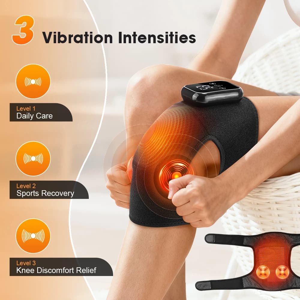 Ginocchio riscaldato elettrico Massaggiatore caldo Ginocchiere vibranti Tutore termico per articolazioni Rilassamento muscolare Promuove la circolazione sanguigna