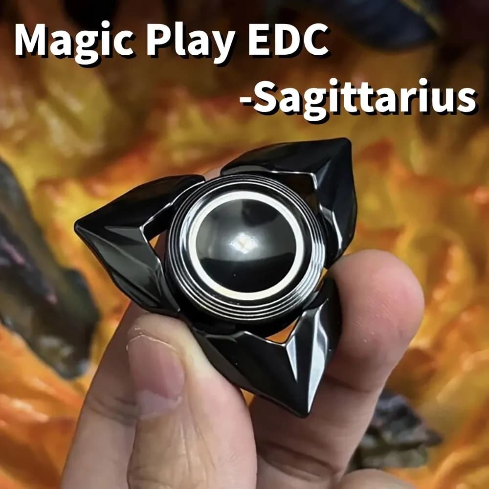 Magic Play EDC Sagittario Fidget Spinner Fidget Toys per adulti Disegni originali Giroscopio Fidget Spinner a tre pale