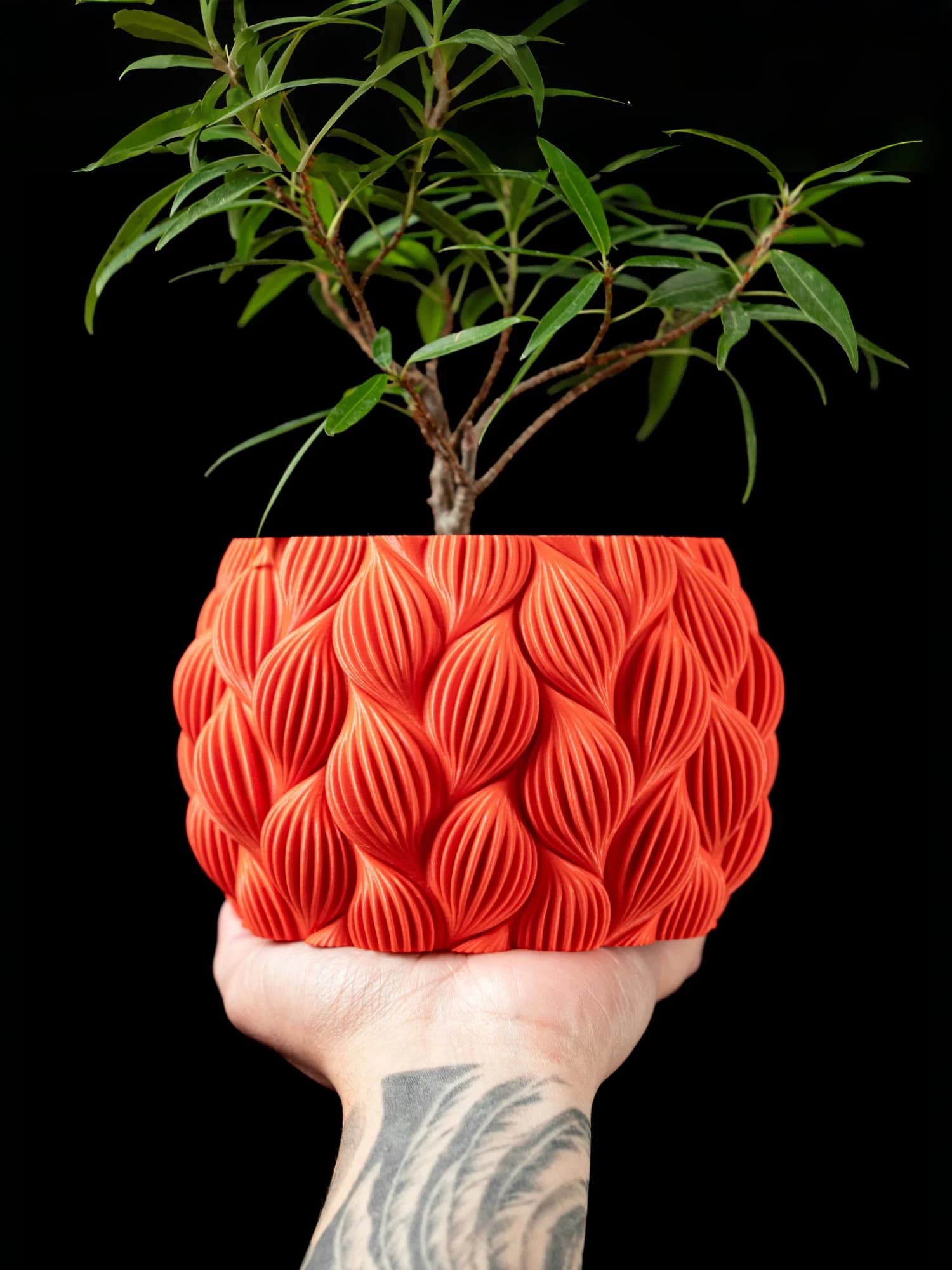 3D Printed Modern and Minimalist Plant Vase – Biodegradable Planter for Home Decoration, Eco-friendly Sustainable Gift (Trip Text)