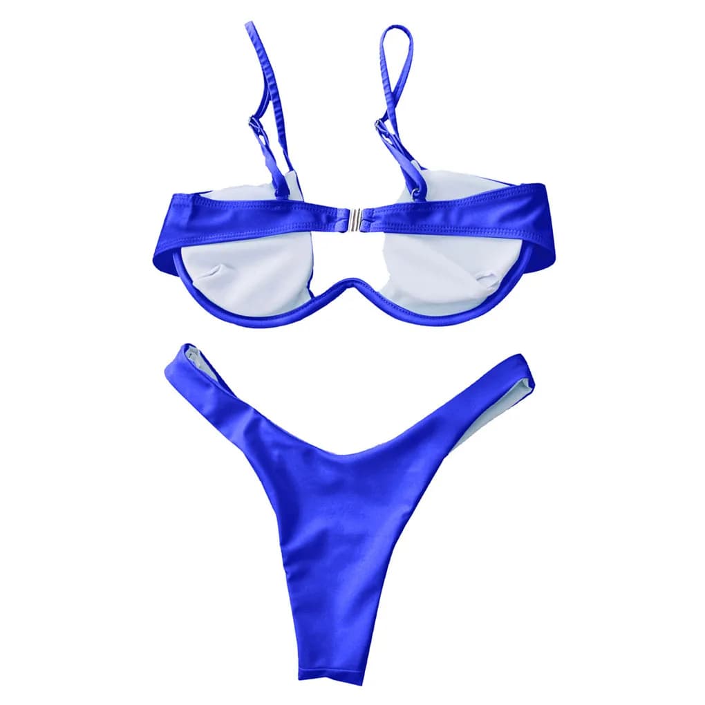 Costume da bagno donna con staffa in acciaio Set costume da bagno elastico Costume da bagno estivo in poliestere M