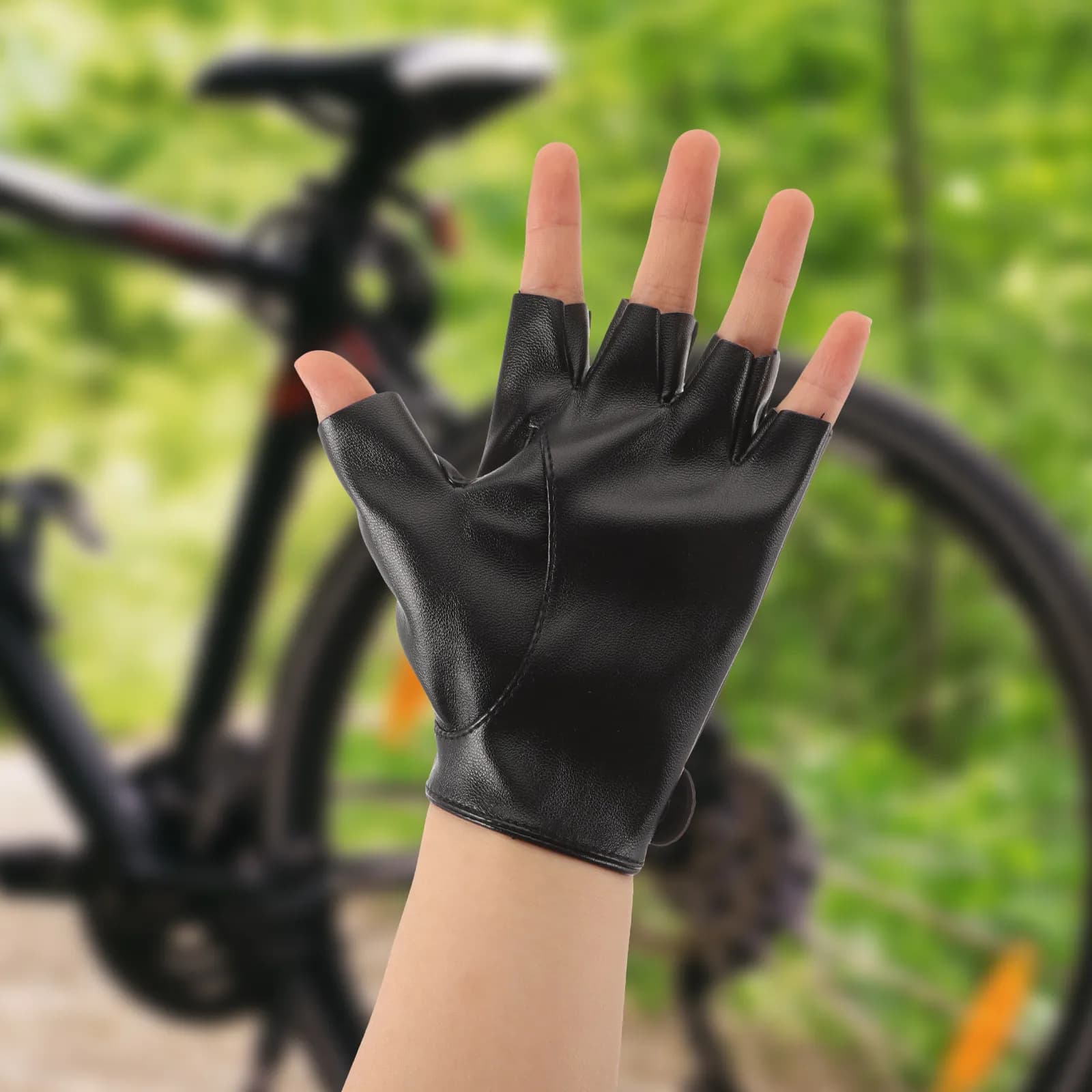 1 paio di guanti da ciclismo senza dita, resistenti, traspiranti, leggeri, antiurto, per ciclismo all'aperto, guanti da bici portatili con protezione UV