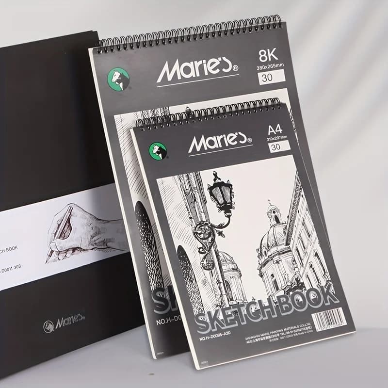 1 Pack 30 Sheets,73lb/120gsm A4/8K Sketch Book,Spiral-Bound,Perfect for Drawing,Painting,Writing,Paper for Crafters,Adults