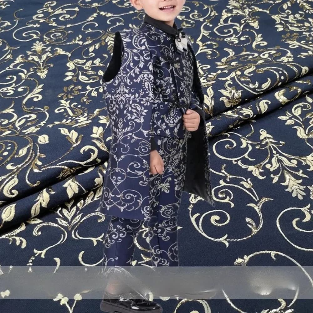Jacquard Brocade Fabric European-style Three-dimensional Dark Pattern Fabrics Children's Performance Clothing Materi Per Meter