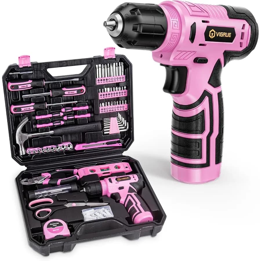 Set of 278 Pieces with Cordless Trapano 8V and Toolbox for Men and Women, Kit for Fai-da-Te and Bricolage