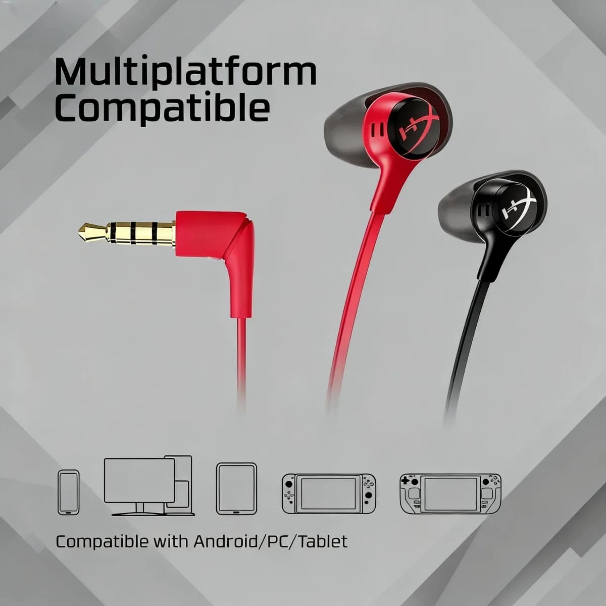 Auricolari cablati HyperX Cloud Earbuds II compatibili con PC/Steam Deck/PS4/PS5/Xbox One, leggeri, in-ear con microfono, ideali per e-sport.