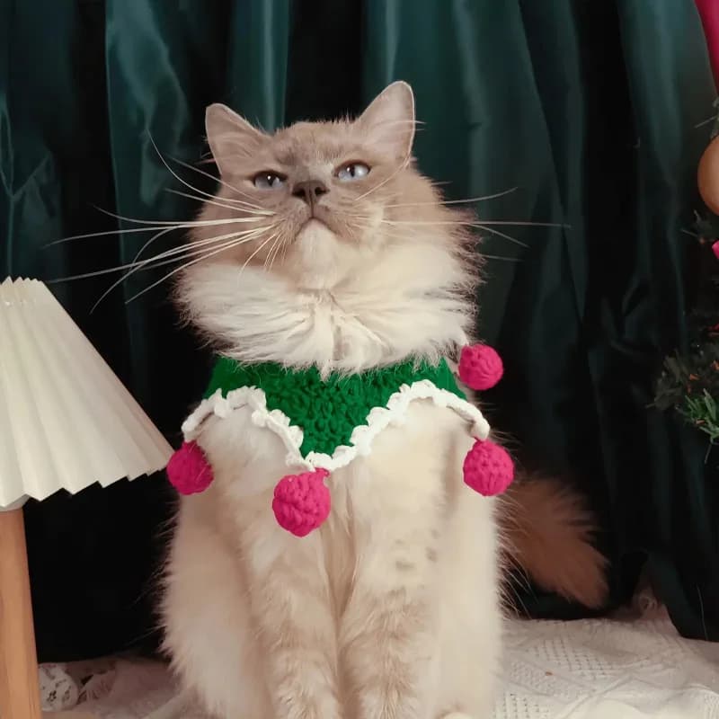 Borsa da trasporto per piccoli roditori, Collari natalizi per gatti, Bavaglini per animali domestici lavorati a mano, Sciarpa decorativa carina con Babbo Natale e albero di Natale, Abbigliamento accogliente per cani e gatti, Articoli per feste