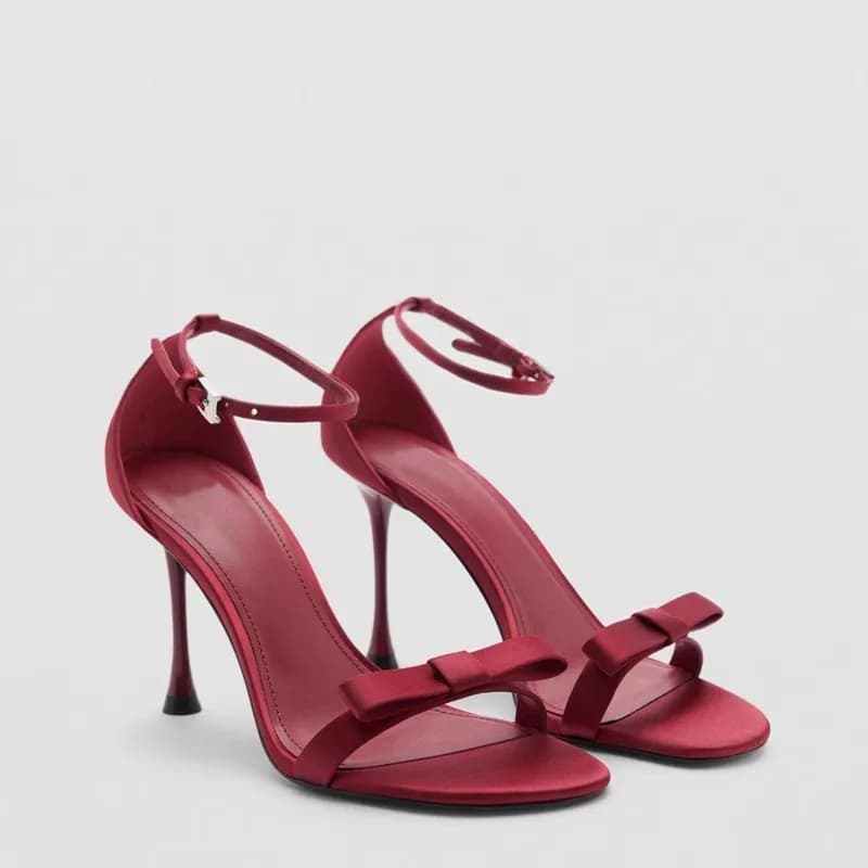 Sandali da Donna con Tacco Alto alla Moda, Scarpe Eleganti in Raso con Fiocco a Farfalla e Fibbia, Sexy Mules Slingback con Punta Aperta e Tacco a Spillo