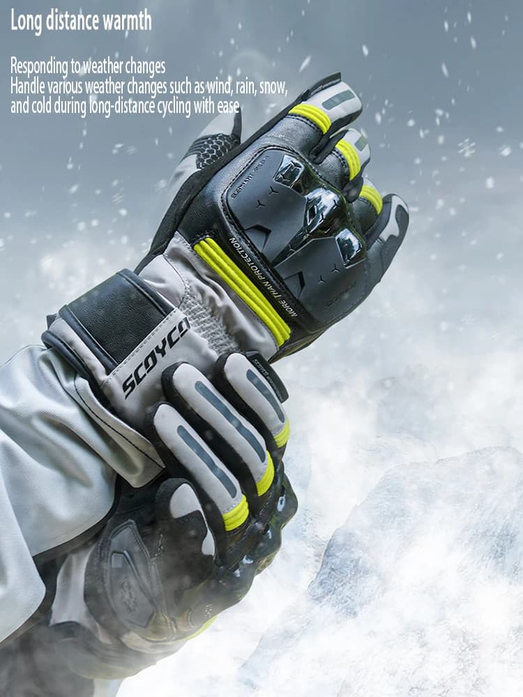 SCOYCO Men's Waterproof Winter Motorcycle Gloves Long Full Finger Thermal Windproof Equipment for Moto Bikers & Motocross Glove