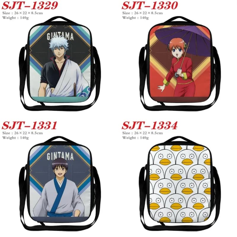 Hot Anime Gintama Series Fashion Shoulder Bag Cartoon Character Creativity Printing Nylon Breathable Shoulder Bag Fans Gift