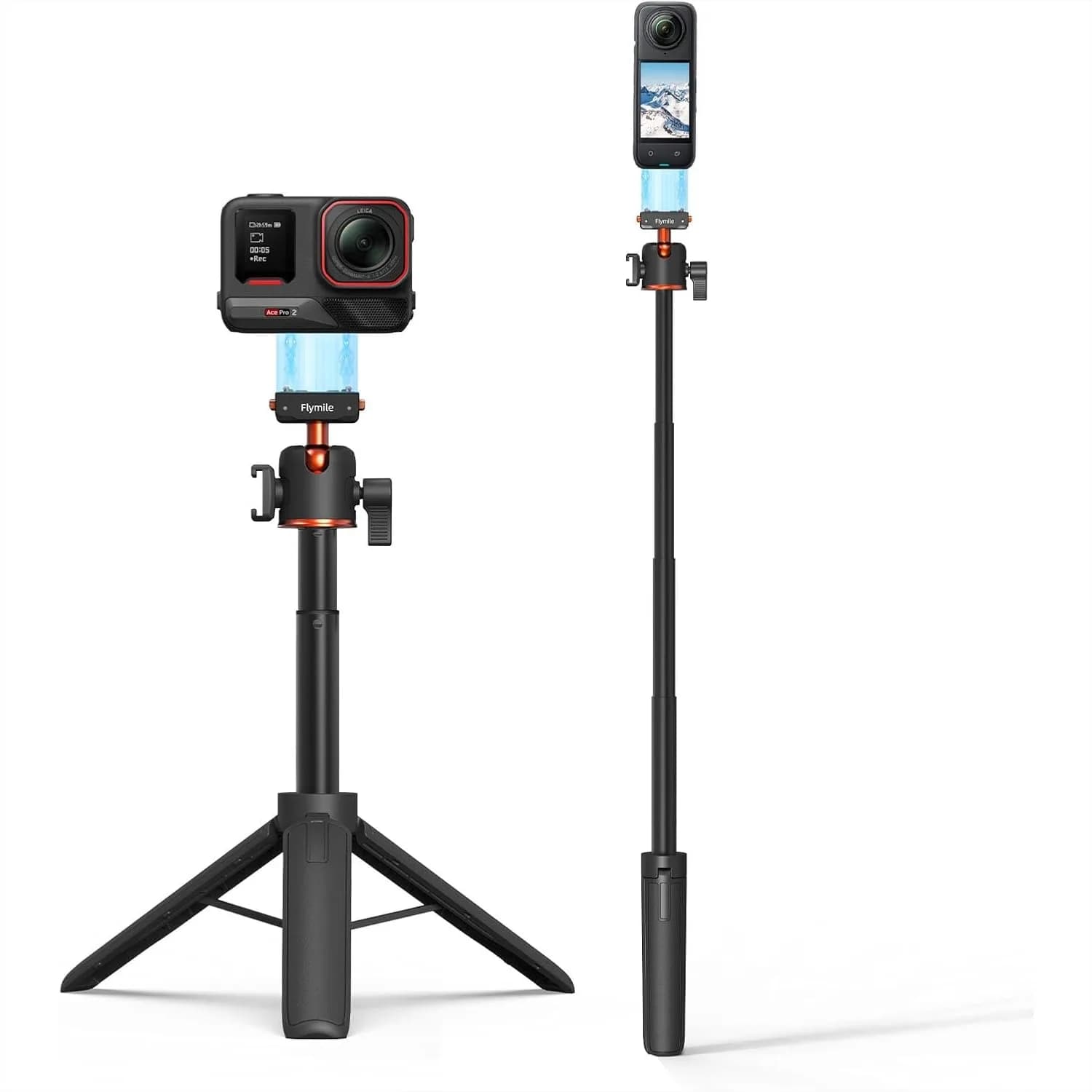 Treppiede Selfie Stick per Insta360 X5 ACE Pro 2, Asta di Prolunga da 21 Pollici con Sgancio Rapido, Supporto Portatile