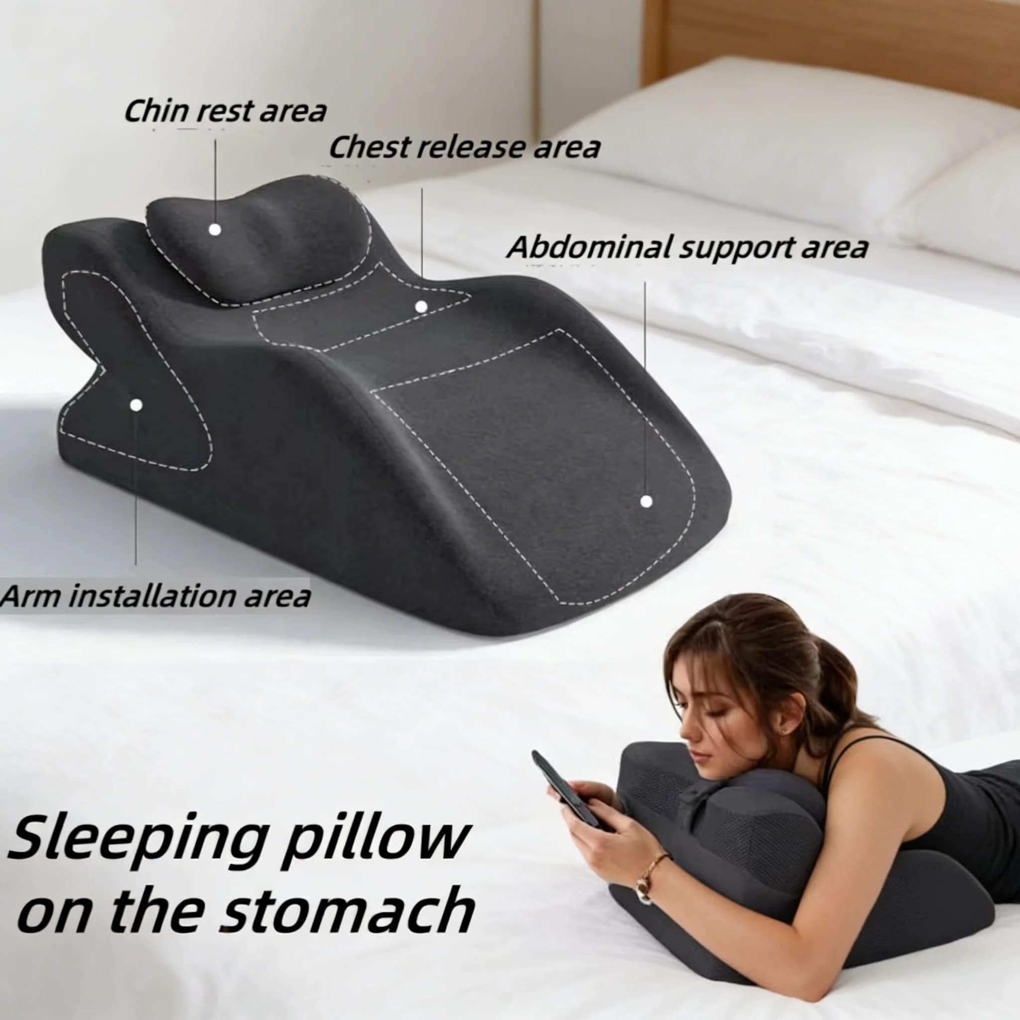 Cuscino Intimo Multifunzionale per Uso a Letto - Per Dormire Prono, Usare il Telefono - Cuscino di Supporto Confortevole