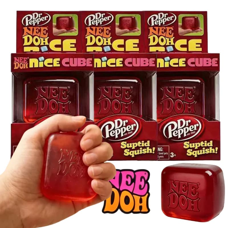 Dr Pepper & Schylling Nee Doh Cube Squishy Toy Blind Box Sensory Stress Relief Anxiety Calm Gift for Kids and Adults