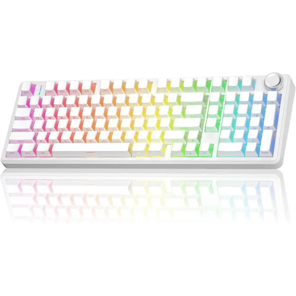 Tastiera Meccanica Silenziosa - Wireless, BT5.0/2.4GHz/USB-C, Hot Swappable, Struttura Gasket, Switch Lineari Pre-lubrificati, Retroilluminazione RGB